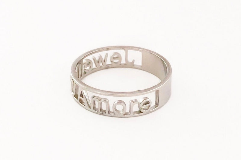 Engrave your own ring with any letters / words / numbers. Choose your name, a special word or a memorable date to personalize your style. Made with stainless steel, silver. Pinterest aesthetic jewelry and rings.