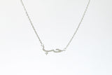 Personalize your necklace with any name / word in Arabic script. Dainty, elegant and sparkly detailing on the iced out custom name. Crafted onto our classic cable chain. Made with stainless steel, silver. Chain Length: 40cm + 8cm Extender chain.